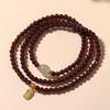 Exquisite Women's Garnet & Hetian Jade Three-Circle Lucky Bead Bracelet