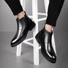 Fashion New British Style Brogue Shoes Genuine Leather Chelsea Boots Male Winter Shoes Plush Warm Shoes Fashion Zipper Men's Basic Boots