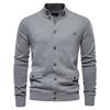 European and American Style Men's Spring Autumn Cardigan Casual Solid Stand Collar Sweater with Pockets
