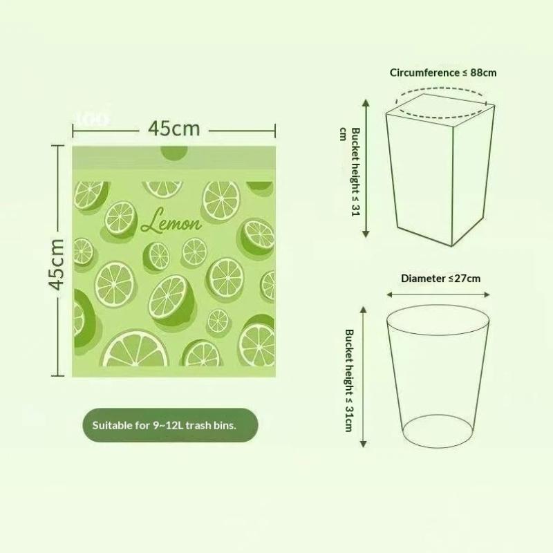 Disposable Lemon Scent Trash Bags Thickened Drawstring 10-100 Sheets Easy Tie Garbage Bags for Household Kitchen Office