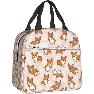 Bolsas Térmicas para Almoço Corgi com Bolso para Meninos Meninas Cooler Reutilizável Caixa Térmica para Almoço Cachorro para Escola Viagem Piquenique Praia