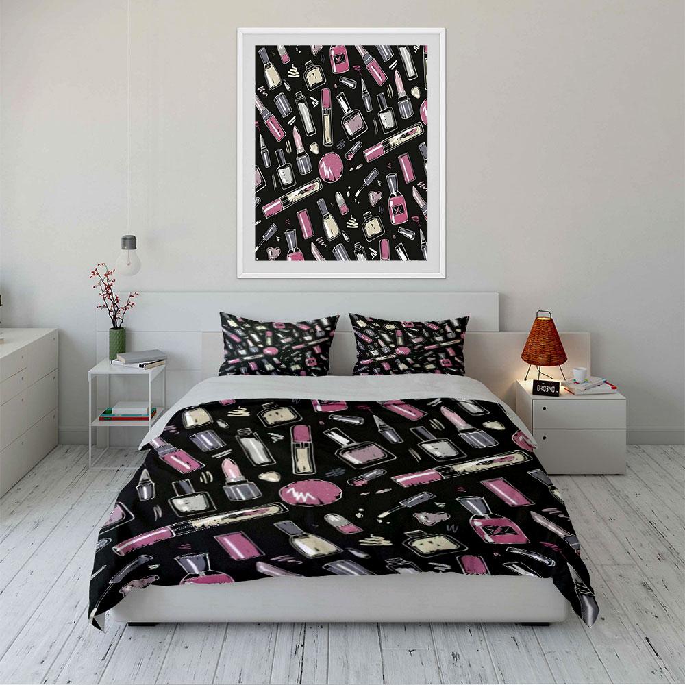 Cosmetic Pattern Bedding Set Bedding Duvet Cover Set Duvet Cover Pillowcases (1 * Duvet Cover 2 * Pillowcases, without duvet insert)
