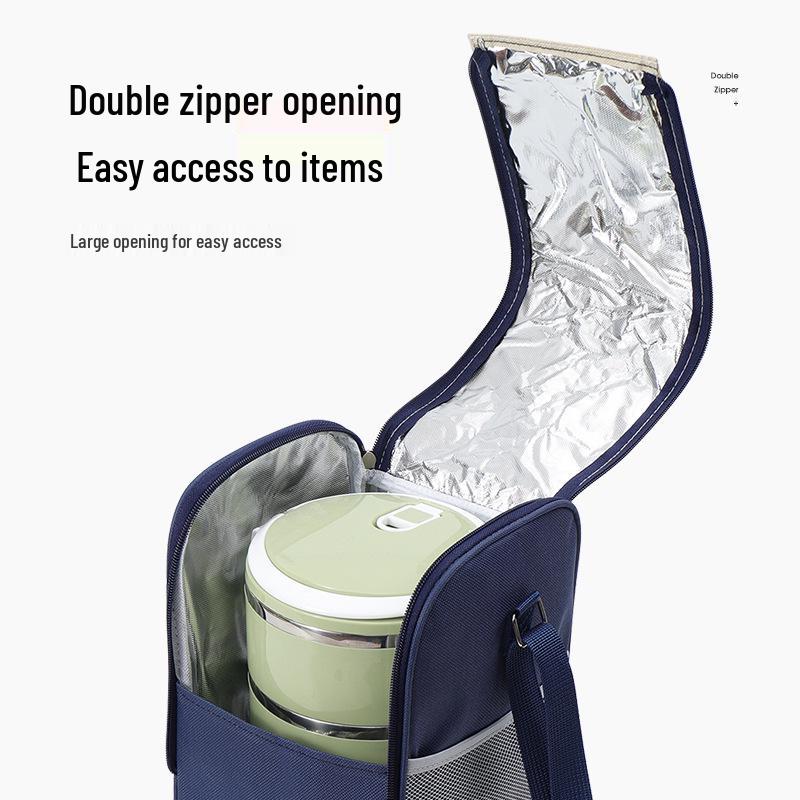 Large Insulated Bento Bag with Wide Opening for Students and Work