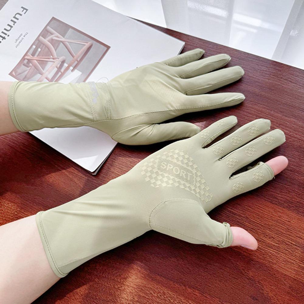 Breathable Women Sunscreen Gloves Ice Silk Summer Driving Mittens  Ladies