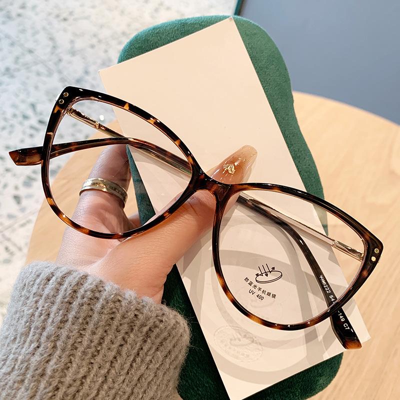 New Fashion Anti-Blue Light Glasses Ultra-Light Blush Cold Brown Korean Round Metal Frame Eyewear