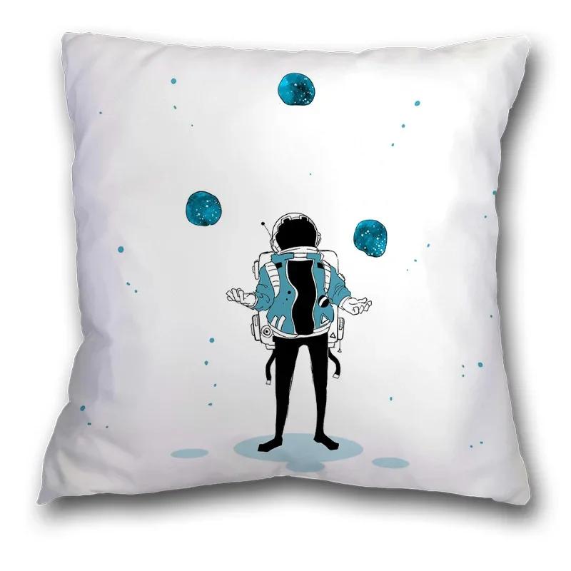 45x45cm Creative Spaceman Astronaut Ocean Blue Square Pillow Cover Living Room Sofa Office Seat Cushion  Home Decoration