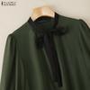ZANZEA Damen Rundhals 3/4-Ärmel Elegante Lässige Bluse