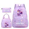 3Pcs/set Cartoon KPOP Printed Backpack with Handbag Pencil Case for Teenager Boy Girl Large Capacity Bookbag Schoolbag Mochila