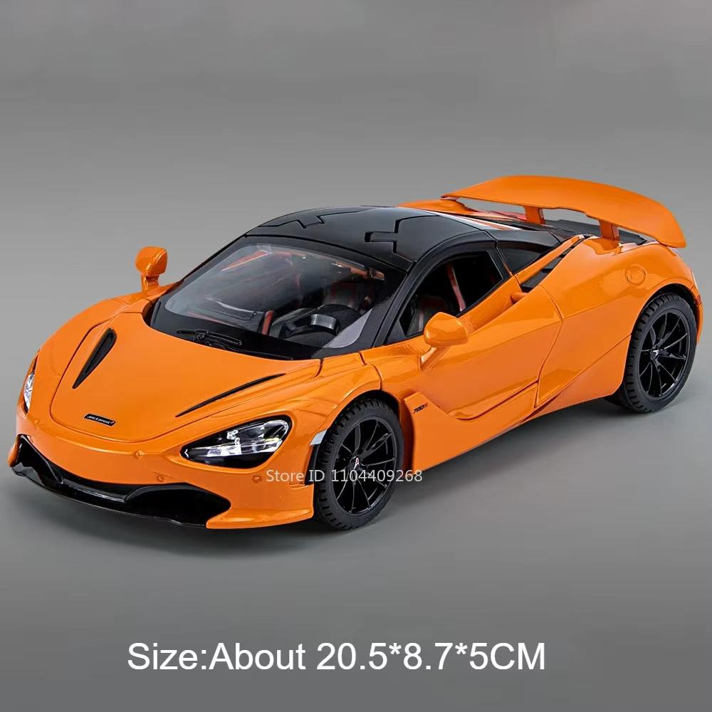 1:24 Scale Senna 720S Sports Car Model Toy Doors Opened Sound Light Pull Back Supercar Models Boys Holiday Ornaments Gifts