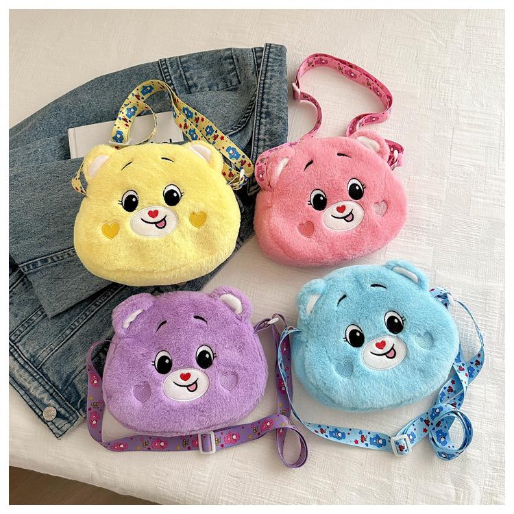 Cartoon Plush Bear Crossbody Travel Casual Shoulder Phone Purse Bag Portable Zipper Pouch