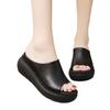 Thick-bottomed muffin cool slippers summer new outer wear high-heeled non-slip slope and casual one-word slippers