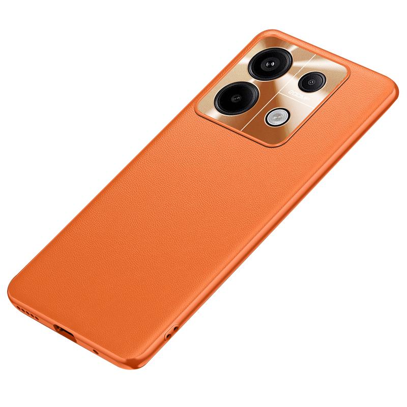 

For Xiaomi Redmi Note 13 Pro 5G/Poco X6 5G Case PU Leather+TPU+PC Anti-Scratch Smart Phone Cover Orange