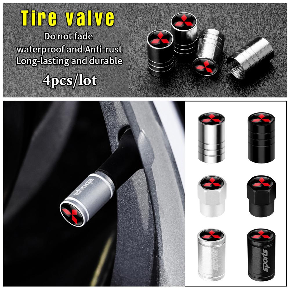 cyhk7 4Pcs Car Metal Wheel Tire Valve Caps Tyre Stem Cover Accessories For Mitsubishi 9 Ralliart ASX L200 Colt Outlander Pajero Lancer
