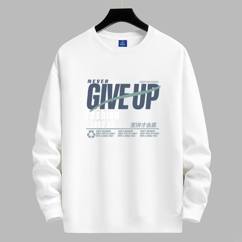 QICED Spring and Autumn Sweatshirt Men's Long Sleeve T-shirt Loose Versatile Casual O-Neck Pullover