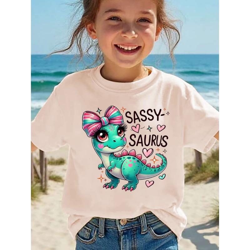 

2026 New Summer New Cat Printed Candy Color Funny Round Neck Short Sleeve Baby Girls Summer Clothes Trendy Children s T-shirt 150