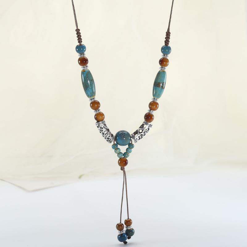 Керамическое бусинное ожерелье с кисточками для леди Бохо-аксессуар