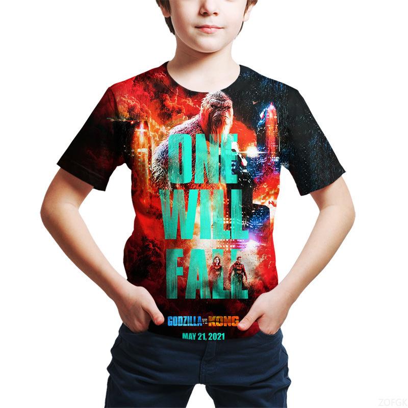 

Children s Fashion Tops Summer Children s Cool Godzilla Summer Short-Sleeve T-Shirt European and American Cartoon Print 160