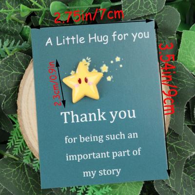 1pcs Inspirational Thanksgiving Hug Greeting Cards with Resin Wishing Stars - Perfect for Friends & Family, White Geometric Design