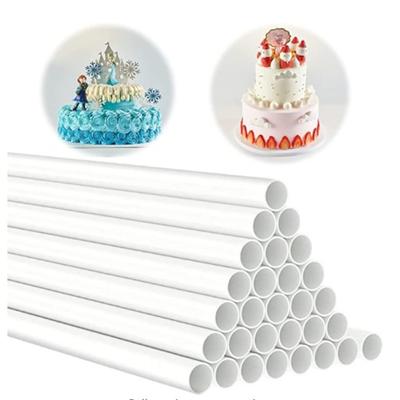 20 Adet Kek Dübelleri Beyaz Plastik Kek Destek Çubukları Yuvarlak Dübeller Pipetler 24cm/30cm Çaplı Kek Çubukları Katmanlı Kek Aletleri