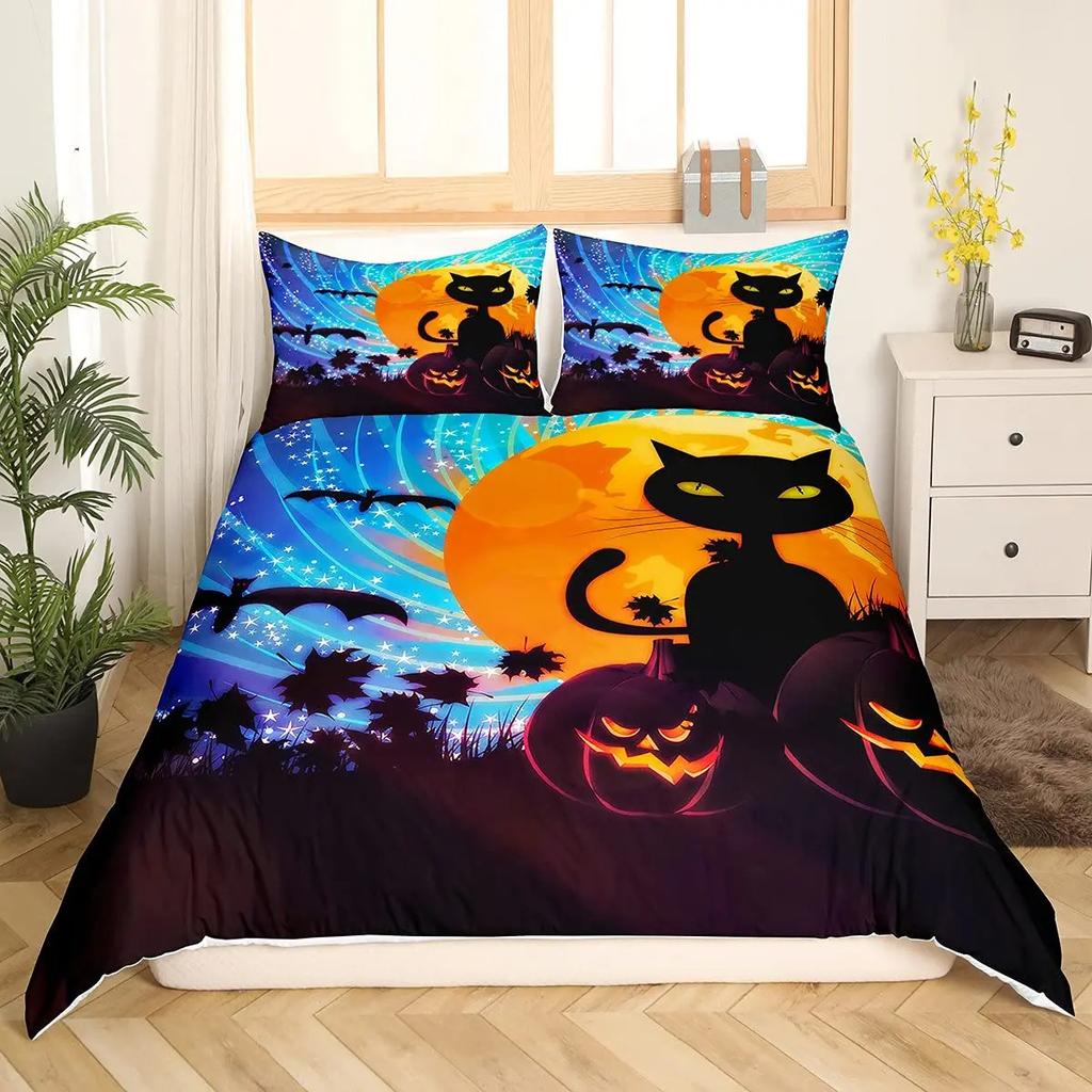 Rainbow Cat Butterfly Duvet Cover Three-Piece Set Watercolor Galaxy Outer Space Bedding Set With Pillowcase