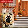 2D Flat - 2D Flat Halloween Boo Black Cat Decorative Flag, 2-28 X 40 Inches Outdoor Garden Flag, Double-Sided Home Decoration Courtyard Decoration Out
