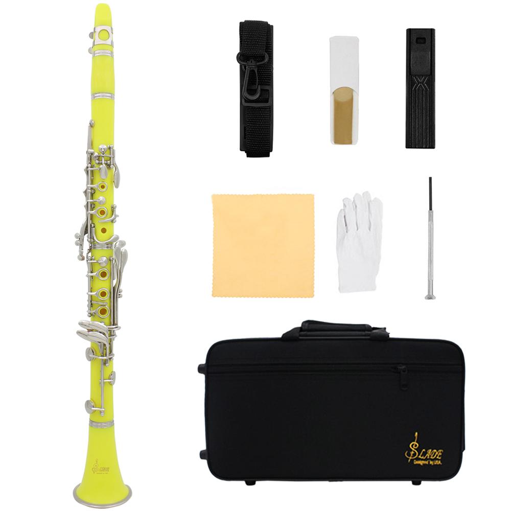 SLADE Bb Clarinet 17 Keys Bakelite Wooden Professional Woodwind Instrument Colorful Clarinette With Box Accessories Parts