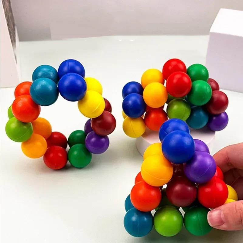 Fidget Toy 3D Puzzle Ball Endless Twisted And Turned Flexible Jionts Stress Relief Desk Sculpture Toys For Kids Adult Gifts