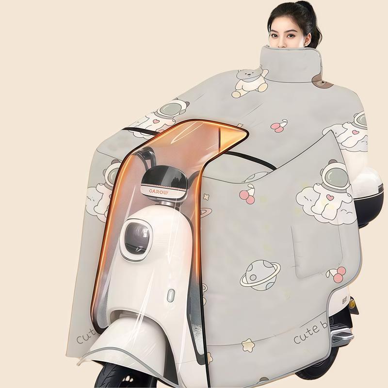 Extra Large Thick Windproof Winter Cape for Electric Vehicle Windshield with Full Neck Protection