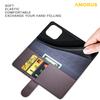 For iPhone 15 Pro Max Stand Cases Calf Texture Genuine Split Leather Wallet Phone Cover