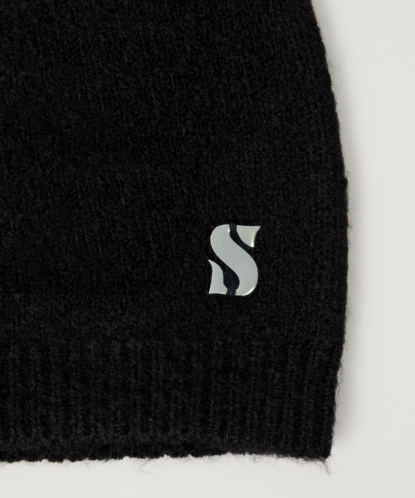 Seteo S Logo Brushed Beanie Black