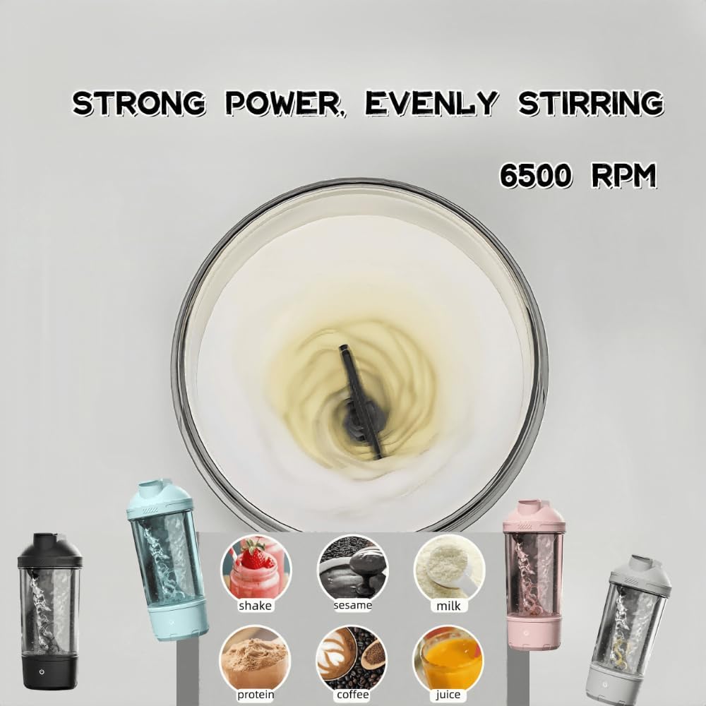 Elektrikli Protein Karıştırıcı Şişe Otomatik Karıştırma Kupası Tritan Malzeme Bardak Spor Sağlık Bardağı Su Geçirmez Şarj Edilebilir Bardak (Yeşil)