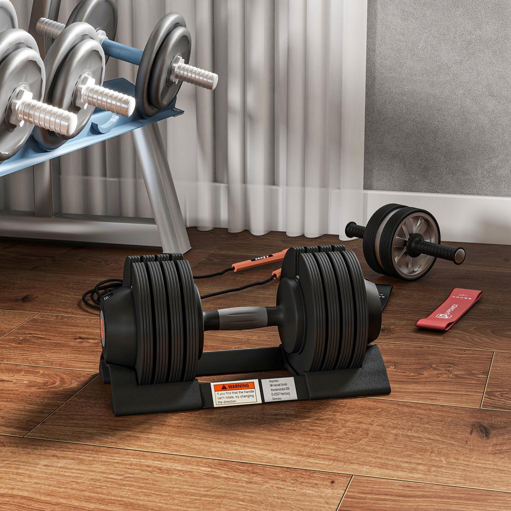 Adjustable Dumbbells Set, 4-in-1 Weights Set with Storage Tray, Non-Slip Handle, 6kg, 11kg, 16kg, 20kg
