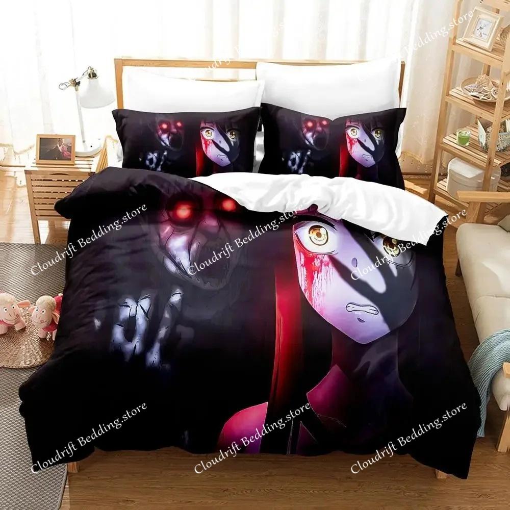 Anime Mieruko-chan The Girl Who Can See Them Bedding Set Boys Girls Twin Queen Size Duvet Cover Pillowcase Bed Kids Adult