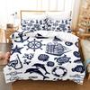Anchor Duvet Cover Set,Nautical Pattern Classic Colors And Anchors Simplistic Design Sailor Ship Print Bedding Set Queen Size