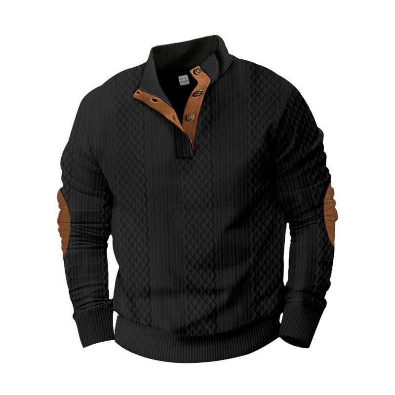 Spring/Autumn Men's Sweatshirt Half-Zip Men's Casual Oversized Jacquard Stand Collar Top