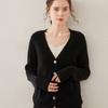 Women's Cashmere V-Neck Knit Cardigan - Warm, Loose, Slimming Sweater for Autumn & Winter