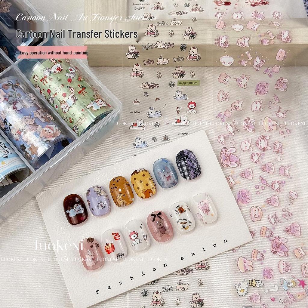 Starry Sky Cat Cartoon Nail Art Stickers Set