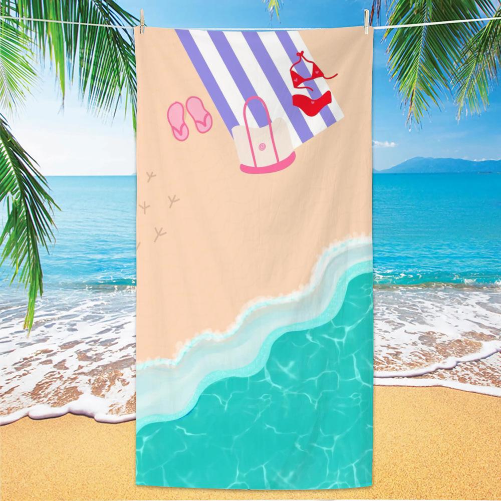 Ultra Fine Fiber Beach Towels, Beach Swimming Speed Drying Velvet Bath Towels, Printed Fashionable Bath Towels Towels Face Towel