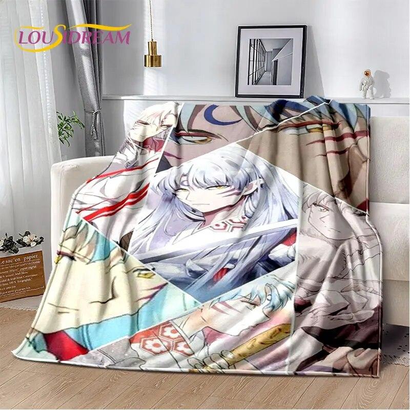 Pătură moale de pluș cu desene animate Inuyasha, pătură de flanel, pătură pentru sufragerie, dormitor, pat, canapea, husă de picnic Bettdecke