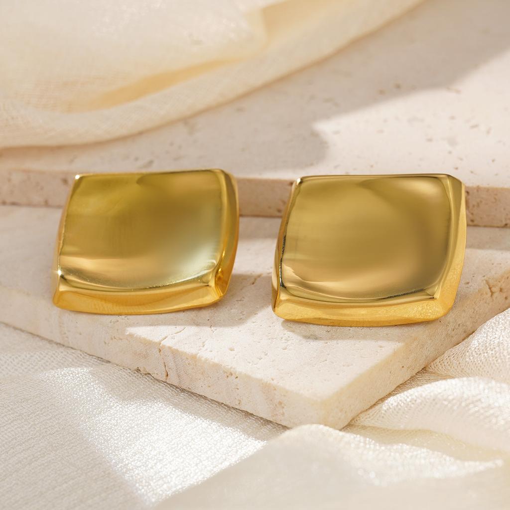 Two-color rhinestone geometric stud earrings texture earrings premium ear jewelry