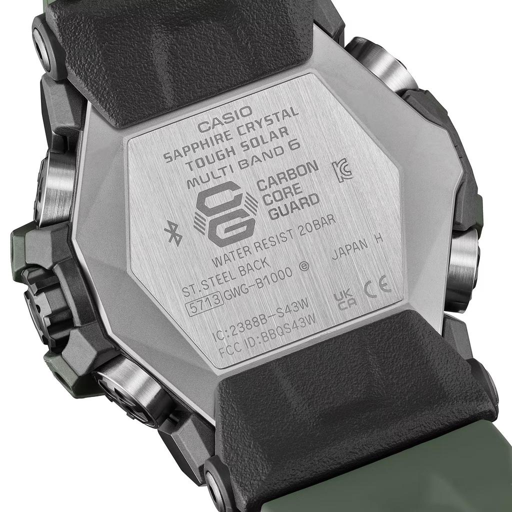 Casio Quartz Watch with Stainless Steel Strap Military Style Men's GWG-B1000-3AER, Green,