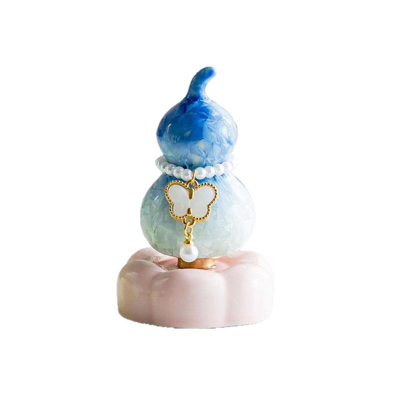 Crystal Glaze Gourd Rotating Music Ornament Pure Ceramic Base Mini Gourd Desktop Ornament Car Ornament