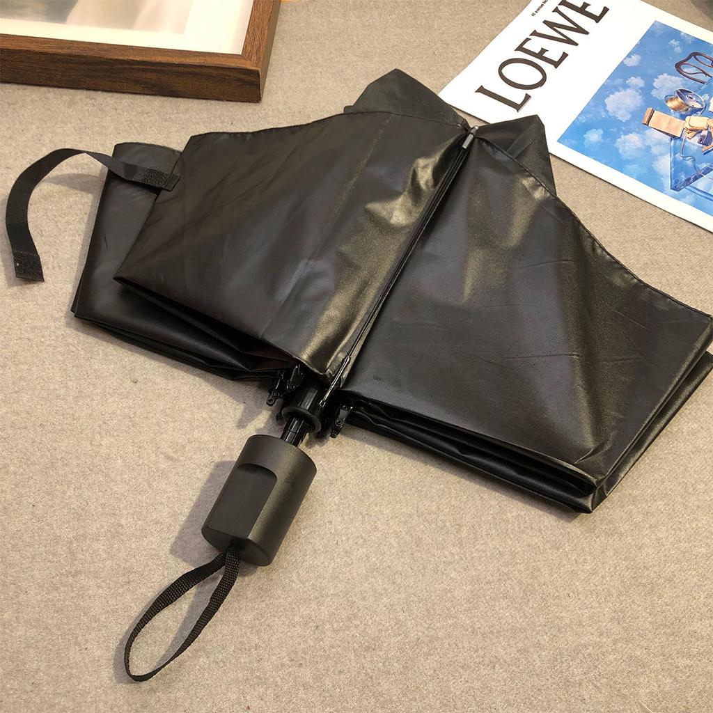 Vinyl Clear Umbrella UV Protection Sunumbrella Folding Thick Pole Sunscreen Black Rubber Umbrella Solid Color Fully Automatic
