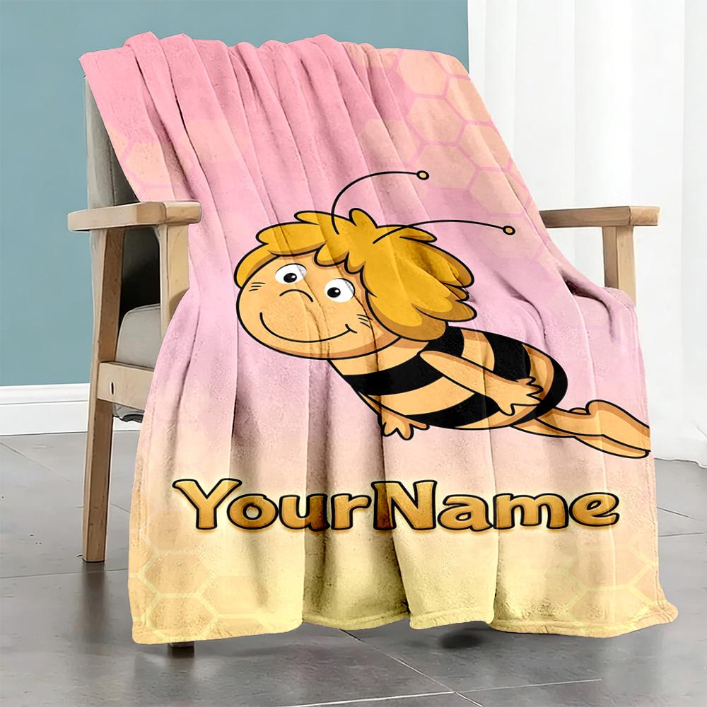 Biene Maja Personalisierbare Decke Gemütliche Personalisierbare Decke Weich Warm Gemütlich Großartig für Heimdekoration Bettwäsche Picknicks Wohnzimmer für Alle Anlässe