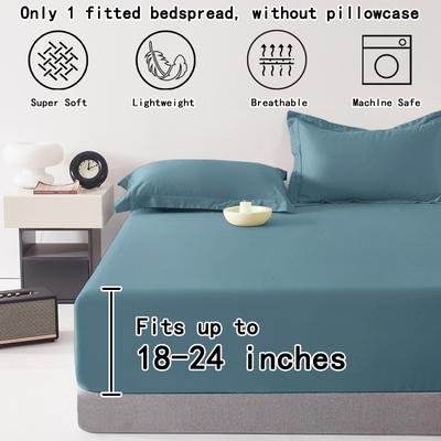 1 Ultra Deep Pocket Bed Sheet, Bedroom Denim Blue Matte Bed Sheet, Soft And Breathable Bedding (Suitable For 45-60Cm Mattresses)