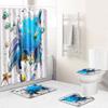 Fashion Sea World Dolphin Shower Curtain Set Bathroom Non-Slip Bath Mat Toilet Lid Cover Polyester Waterproof