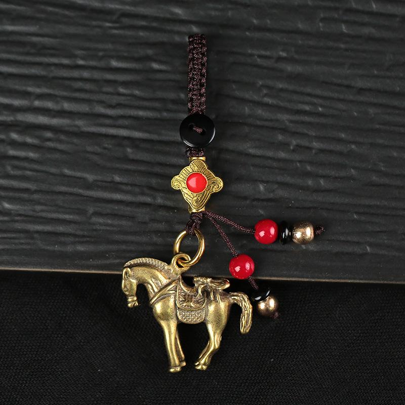 2026 Rok čínského zvěrokruhu Kůň Přívěsek pro štěstí Klíčenka Měď Feng Shui Bohatství Kroužek na klíče Ženy Muži Přívěsek na tašku Šperk Dárek