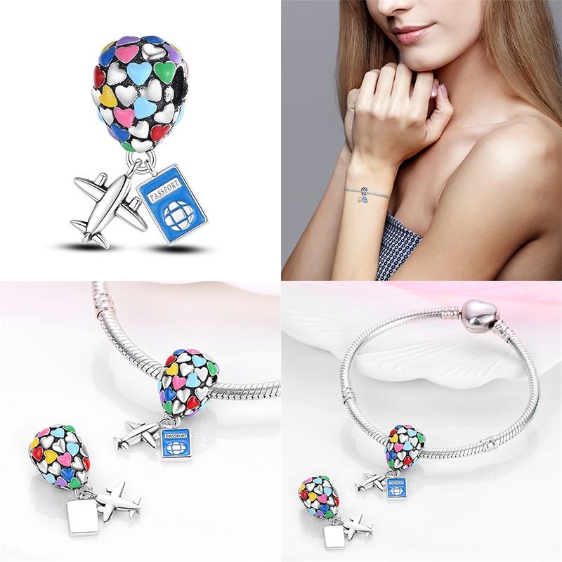 Copper Travelair Balloon Airplane Passport Charms Fitoriginal Bracelets Jewelry Making For Women Gift