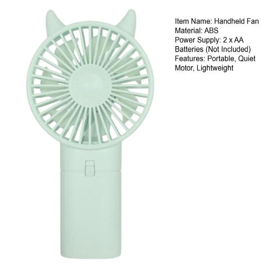 Handheld Fan Cartoon Cat Ear Design Adjustable Wind Speeds Battery Operated Pocket Fan Quiet Low-Noise Motor Cooling