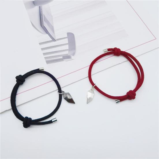 1 Pair Couple Bracelets Adjustable Length Heart Pendant Eye-catching Distance Magnet Attraction Bracelet for Home